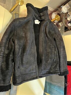 Topman Black Faux Shearling Bomber Jacket